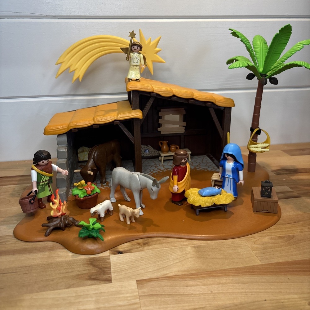 Playmobil Christmas Set 5588 Nativity Scene with Stable Manger Baby Jesus Angel
